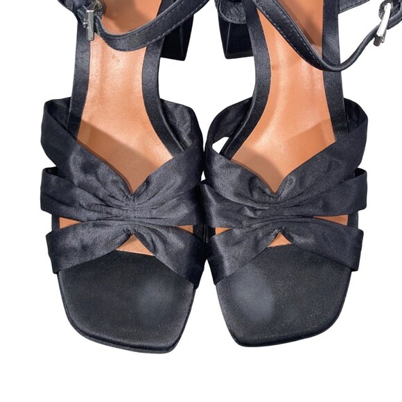 Reformation Maize Satin Platform Sandals block heeled shoes Ineutral Black 8 - Picture 4 of 12
